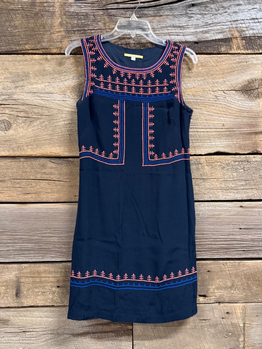 Gianni Bini Navy Dress with Pink and Blue Embroidery